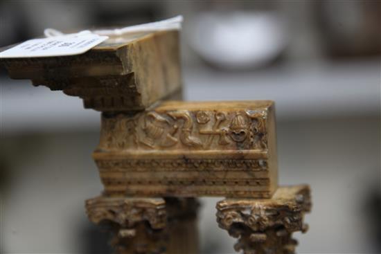 An early 19th century Grand Tour siena marble model of the Temple of Castor & Pollux, height 16in.